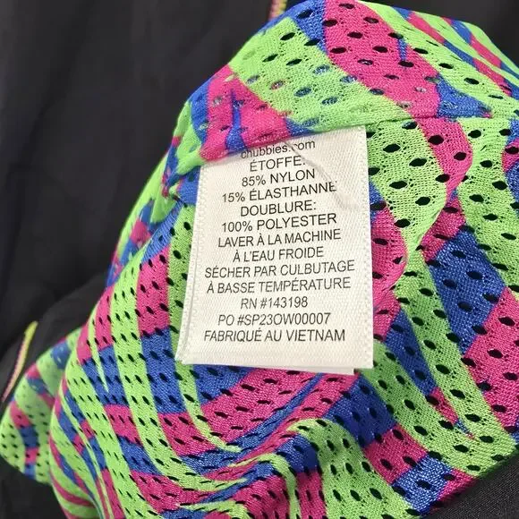 Chubbies Jacket Mens 2XL Black Green Pink Retro Windbreaker Zip Packable Hood - Picture 9 of 11